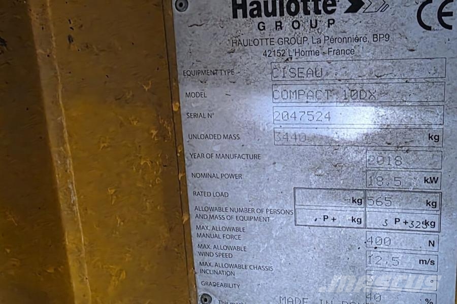 Haulotte COMPACT 10DX Diesel, 4x4 Drive, 10.2m Working Heig Šķerveida pacēlāji