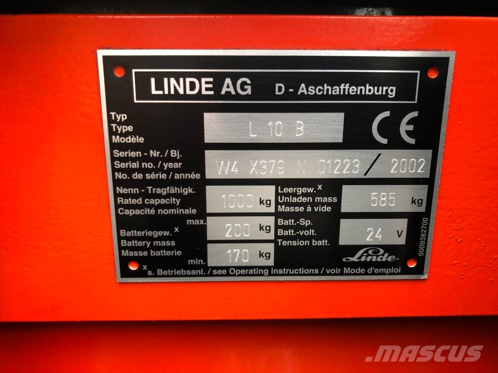 Linde L10B /379/ V-3222 OB Ručni paletariRučni paletni viličari