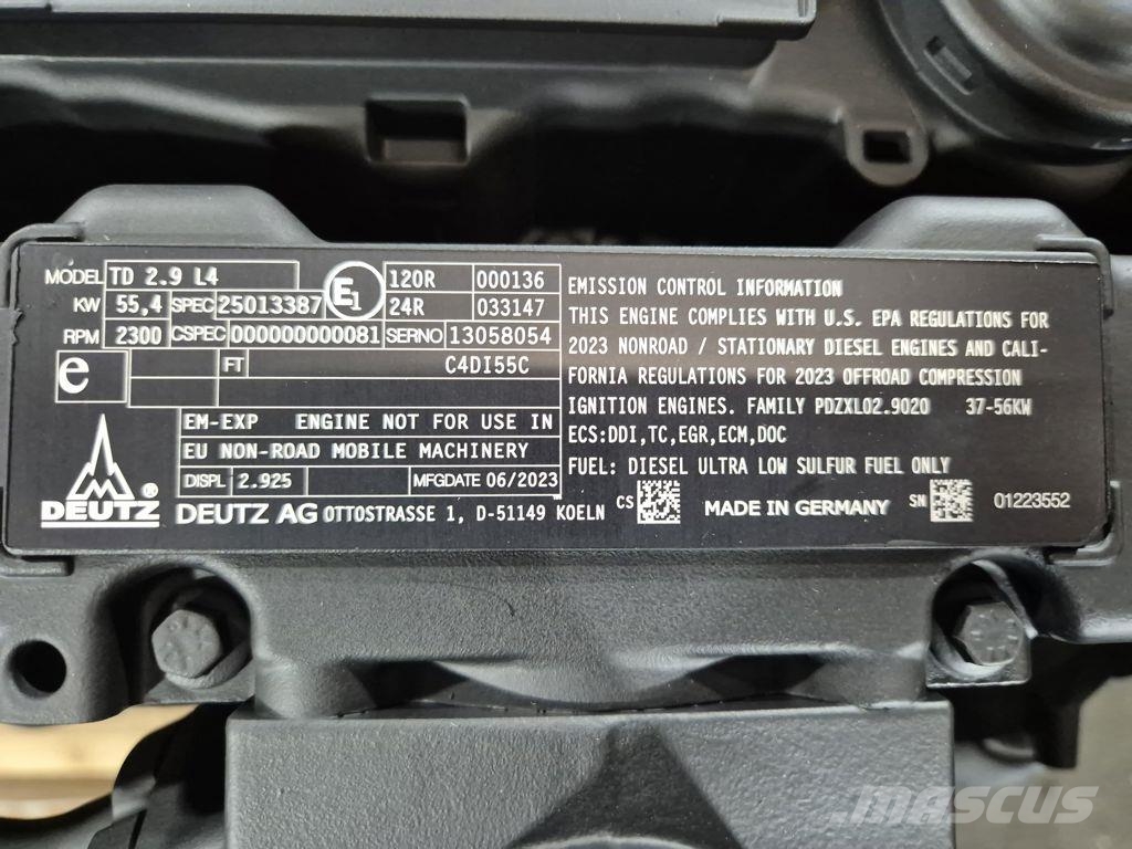 Deutz Motor TD 2.9 L4 Tier 4F Construction - Autres