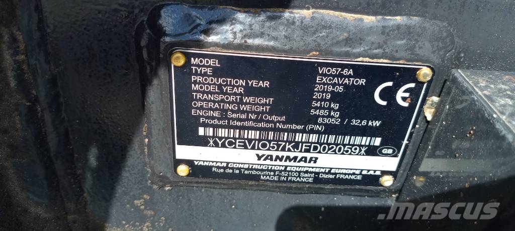 Yanmar Vio 57-U Miniekskavaatorid < 7 t