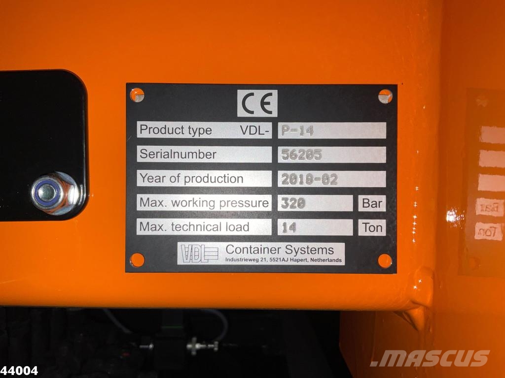 Volvo FE 320 Euro 6 VDL 14 Ton portaalarmsysteem Camiones portacubetas