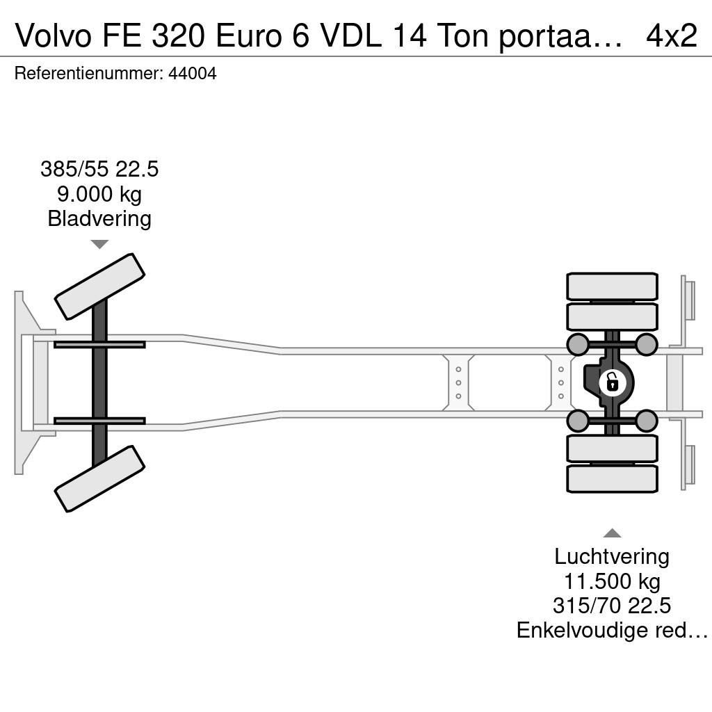 Volvo FE 320 Euro 6 VDL 14 Ton portaalarmsysteem Camiones portacubetas