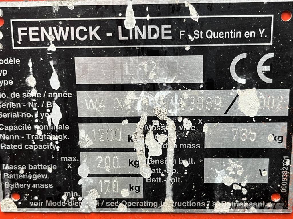 Linde L12 /379/ V-4229 OB Stand-in stackers