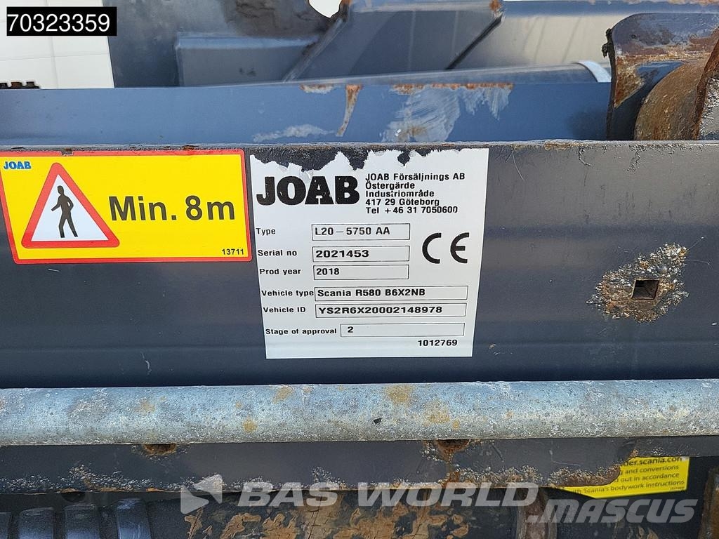 Scania R580 R 6X2 NL-Truck JOAB L20-5750 containersystem شاحنات الرافعات الخطافية