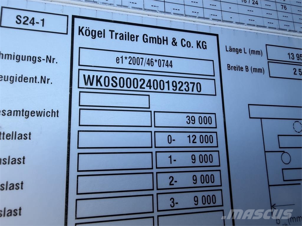Kögel SN 24 VIN 370 Тентовані напівпричепи