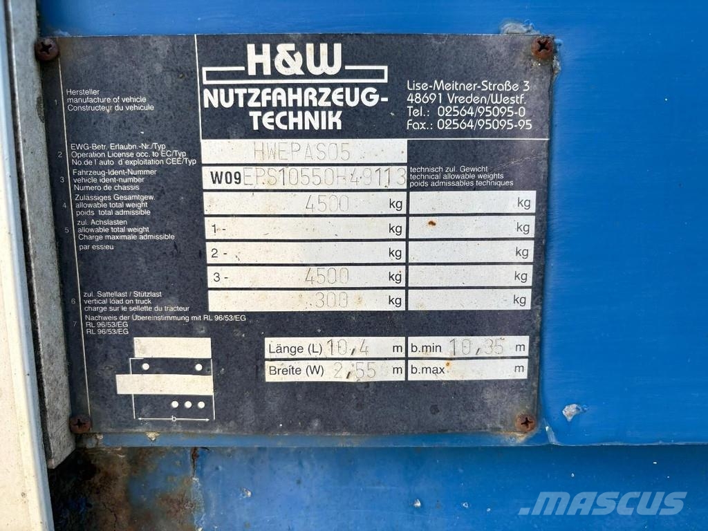 H&W aanhanger Remolques de caja de lona
