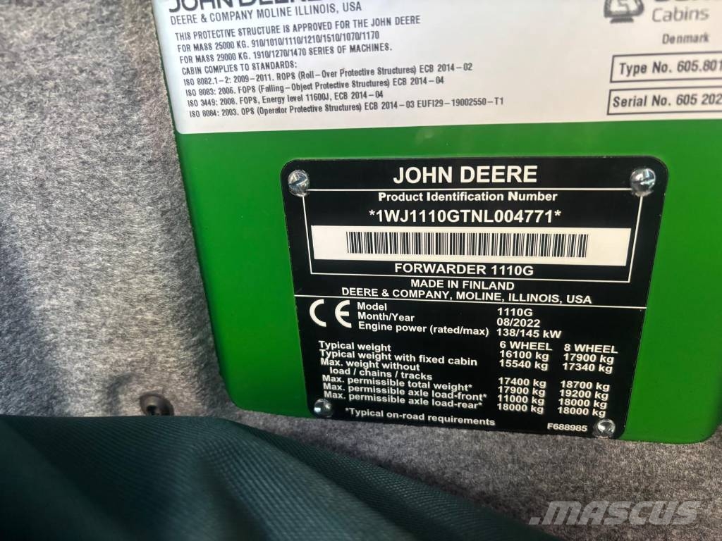 John Deere 1110 G Uitrijwagens