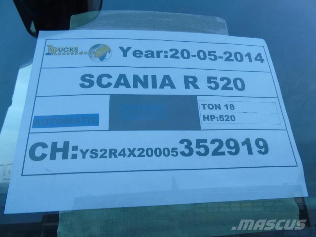 Scania R 520 + RETARDER + V8 + euro 6 + NICE TUCK Cavalos mecânicos