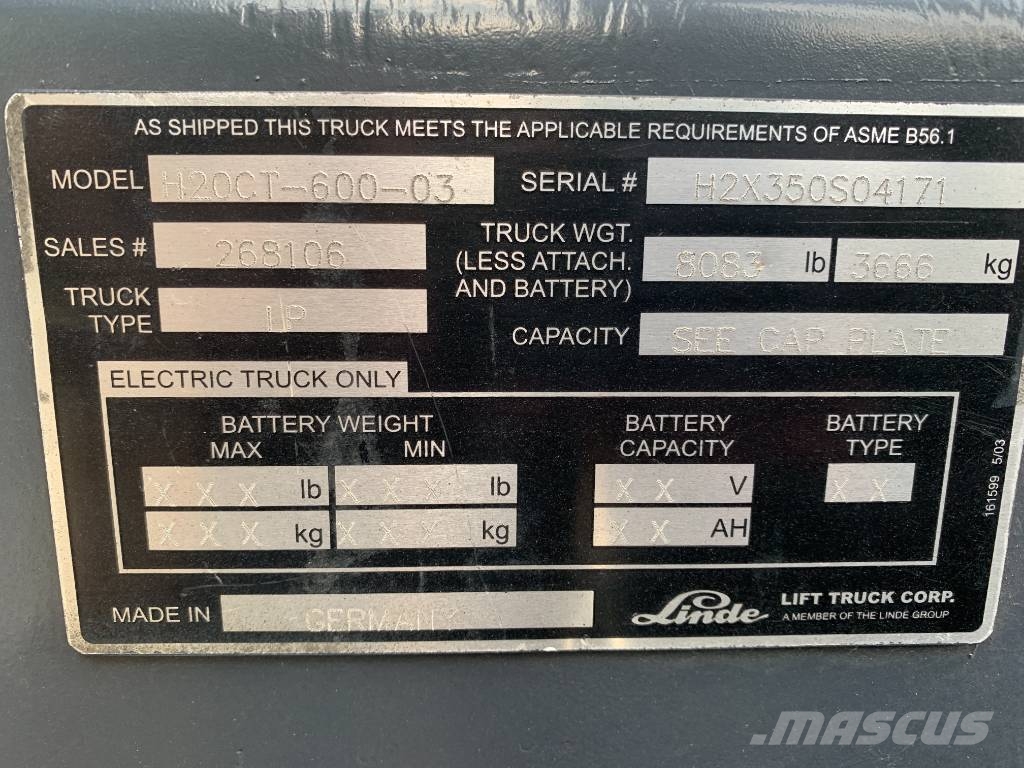 Linde H20CT-600-03 /350/ V-3274 OB Gasstapler