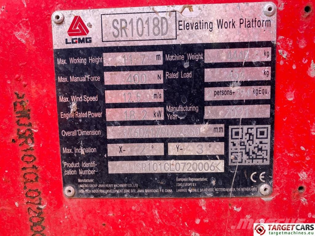 LGMG SR1018D Diesel 4x4 Scissor SR3369D WorkLift 1170cm 剪式升降機