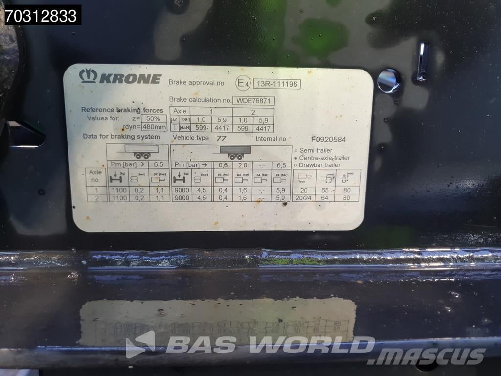Krone ZZ 2 axles BDF 20ft BPW Razstavljive prikolice