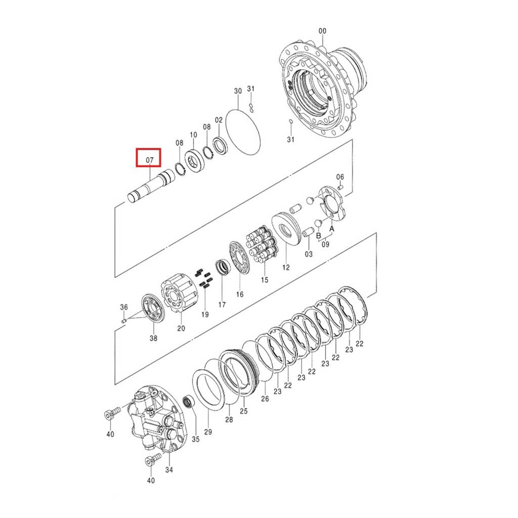 Hitachi Final Drive Motor Shaft 2042080 Transmissão