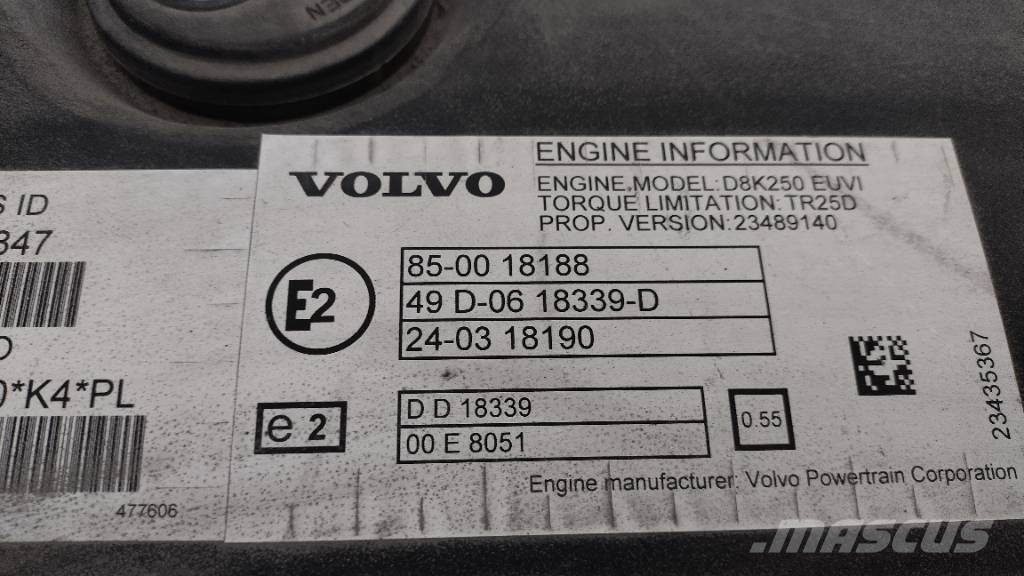 Volvo D8K 250 Euro6 Motorer