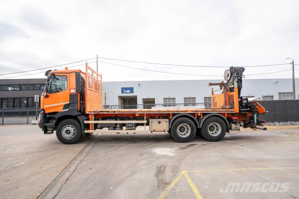 Renault C 430 DXI-6X4+ HIAB 18T/m / 3 EXT Flatbed kamyonlar