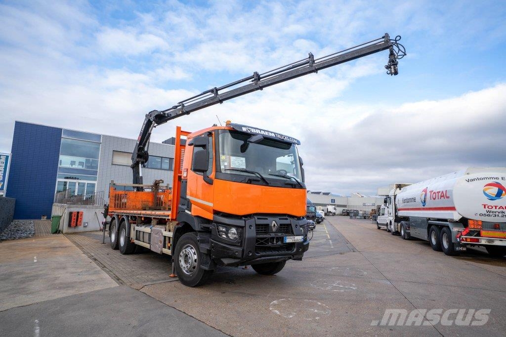 Renault C 430 DXI-6X4+ HIAB 18T/m / 3 EXT شاحنات مسطحة/مفصلية الجوانب