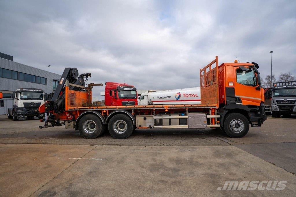 Renault C 430 DXI-6X4+ HIAB 18T/m / 3 EXT Flatbed kamyonlar
