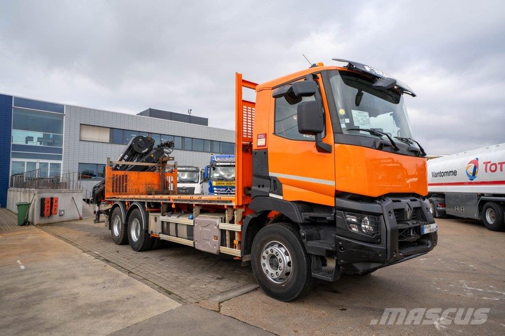 Renault C 430 DXI-6X4+ HIAB 18T/m / 3 EXT Flatbed kamyonlar