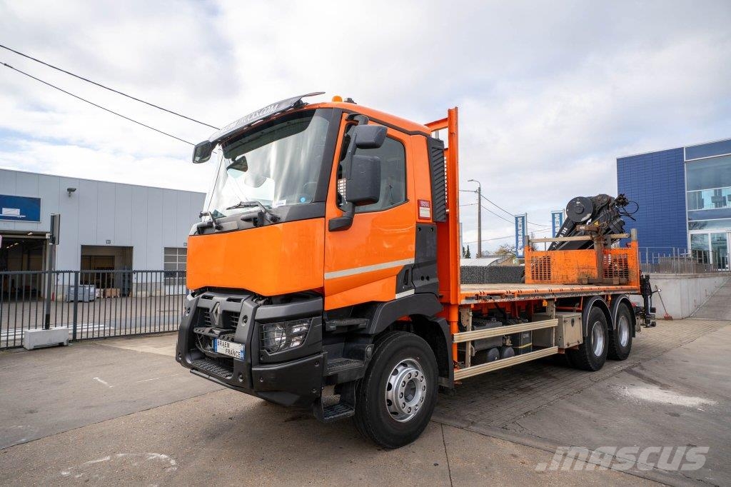 Renault C 430 DXI-6X4+ HIAB 18T/m / 3 EXT Flatbed kamyonlar