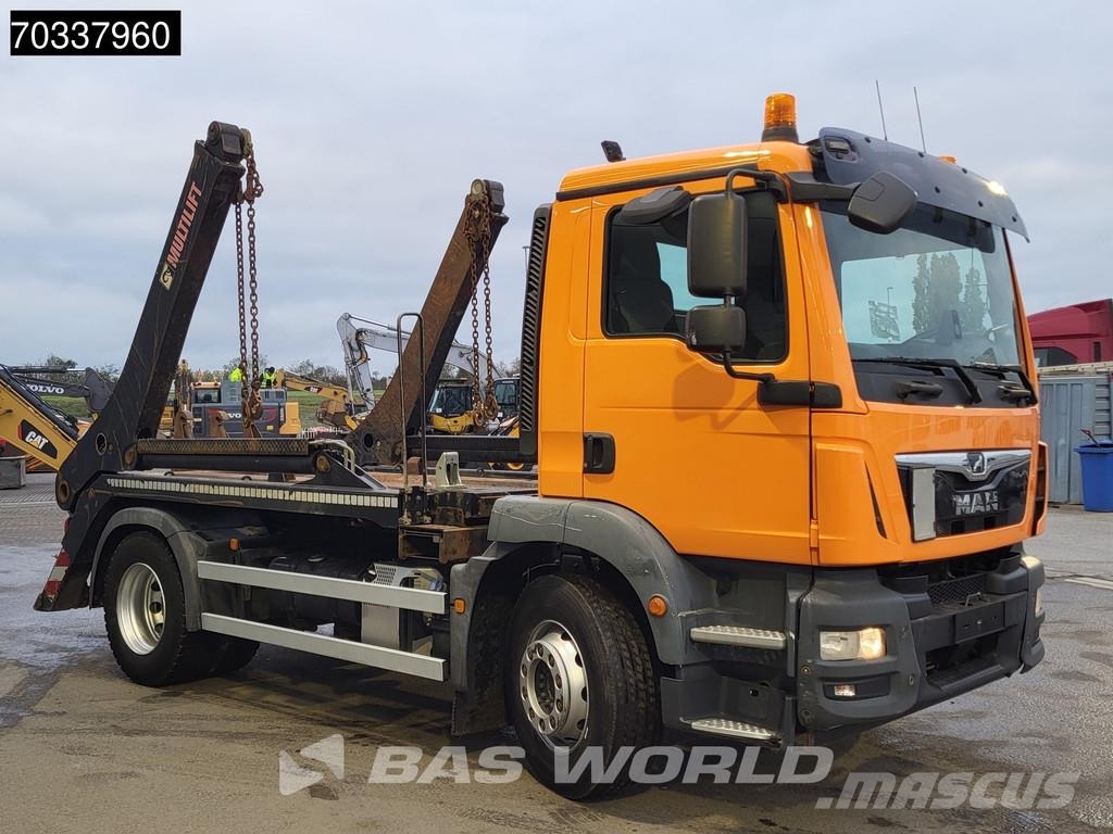 MAN TGM 18.320 4X2 HIAB FTR12 Skiploader Absetzkipper Kravas automašinas konteineru vedeji