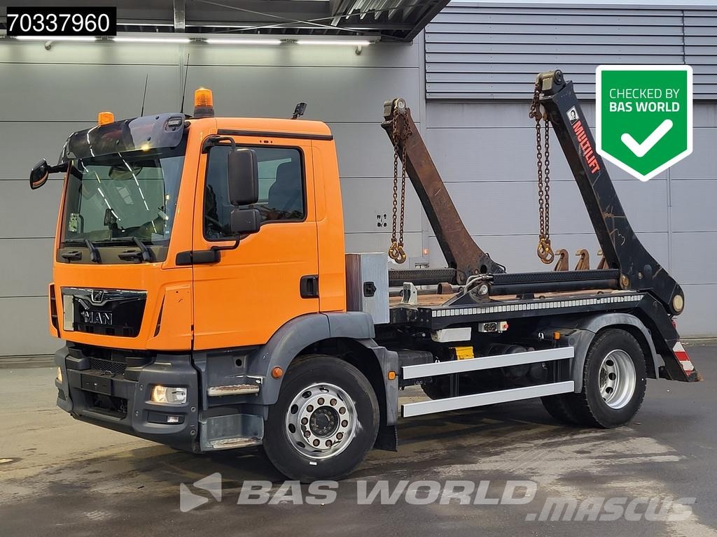 MAN TGM 18.320 4X2 HIAB FTR12 Skiploader Absetzkipper Kravas automašinas konteineru vedeji