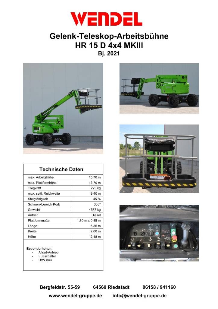 Niftylift Gelenk Teleskop Arbeitsbühne HR 15 D Hebebühne Колінчаті підйомники