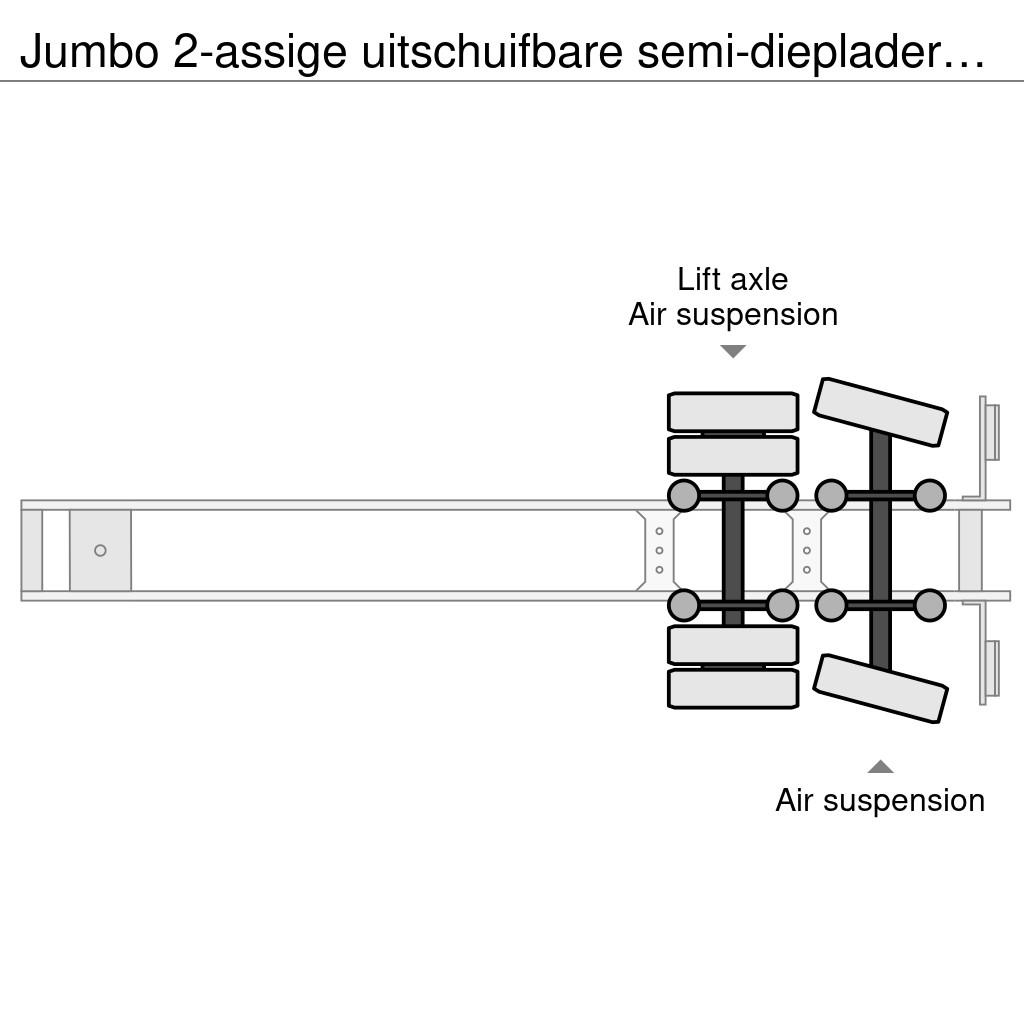 Jumbo 2-assige uitschuifbare semi-dieplader – 4 meter ui Low loader-semi-trailers