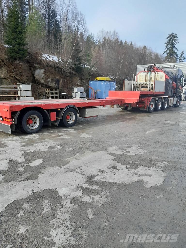 Jumbo 2-assige uitschuifbare semi-dieplader – 4 meter ui Low loader-semi-trailers