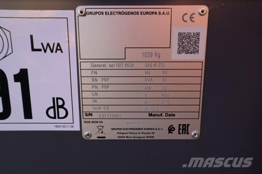 Atlas Copco QAS 40 ST3 Valid inspection, Diesel, 40 kVA Generadores diésel