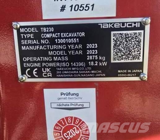 Takeuchi TB 230 Minibagger < 7t