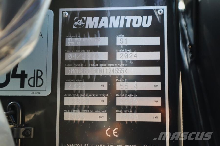 Manitou MT933 EASY 75D ST5 S1 Valid inspection, *Guarantee Carretillas telescópicas