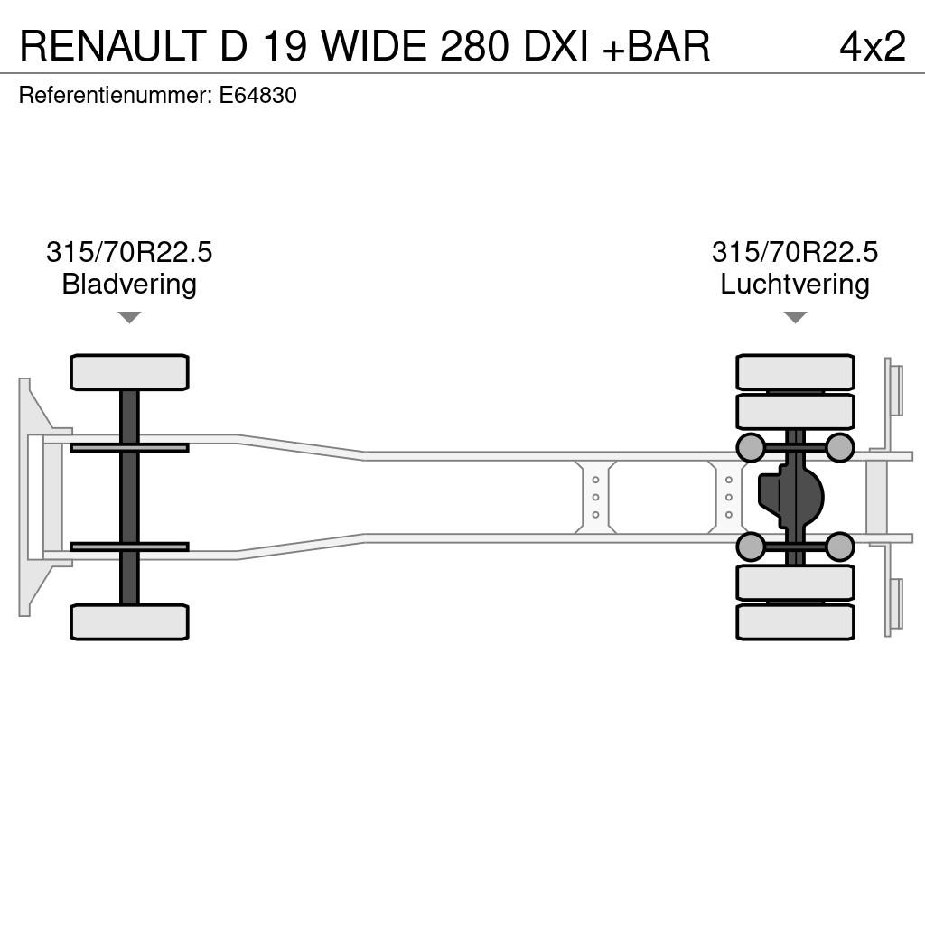 Renault D 19 WIDE 280 DXI +BAR Camiones de caja de lona