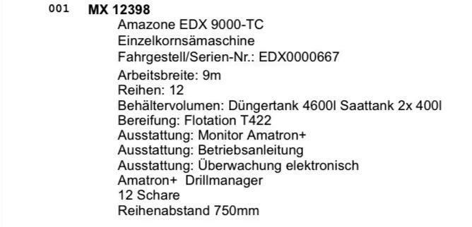Amazone EDX 9000-TC Mechanické sejačky