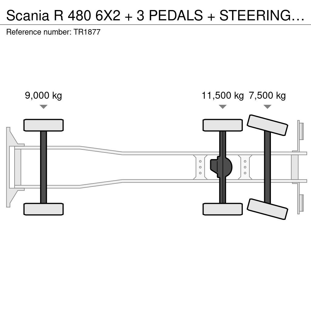 Scania R 480 6X2 + 3 PEDALS + STEERING AXLE + EURO 5 + AL Trasportatore per veicoli