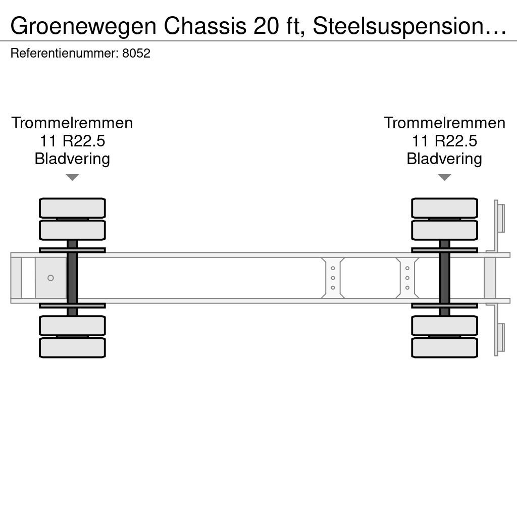 Groenewegen Chassis 20 ft, Steelsuspension, drum brakes Containerframe semi-trailers