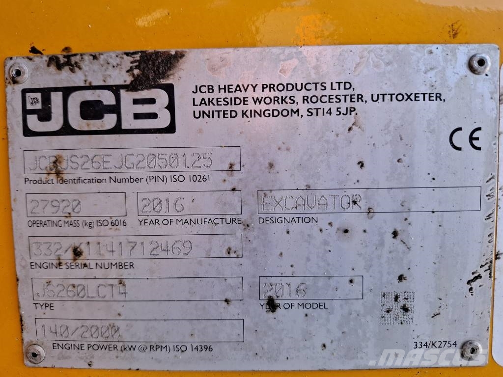 JCB JS 260 LC / Pyörittäjä, Kauha, Rasvari, Lämmitin Excavadoras sobre orugas