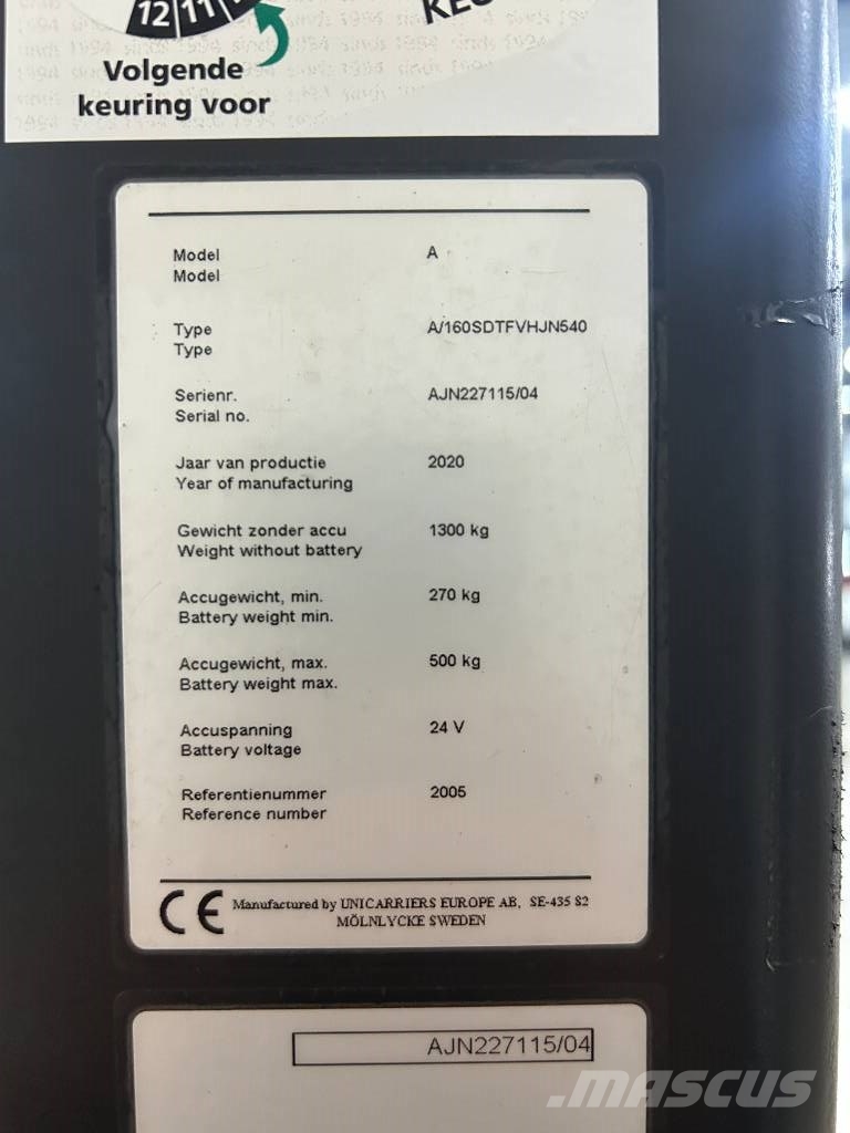 UniCarriers 160SDTFVH540AJN شاحنات مناولة ذاتية الدفع