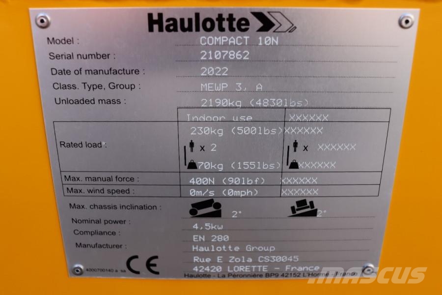 Haulotte Compact 10N Valid Inspection, *Guarantee! 10m Work Scissor lifts
