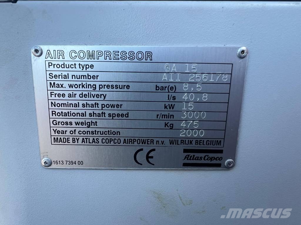 Atlas Copco GA 15 FF Compressor, Kompressor Compressors