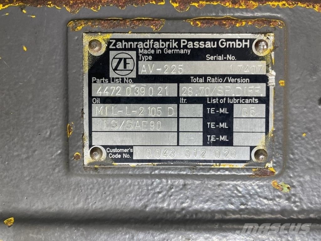 Zettelmeyer ZL502-ZF AV-225-4472339017-Axle housing Mosty, wały i osie