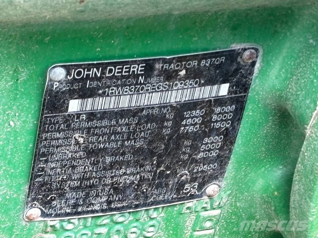 John Deere 8370 R Trattori