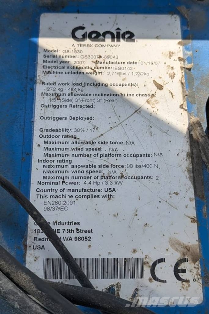 Genie GS1530 Saksilavat
