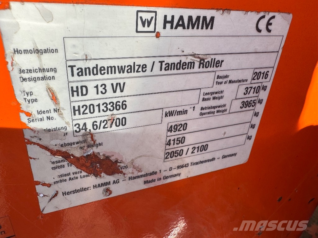 Hamm HD 13 VV Οδοστρωτήρες διπλού κυλίνδρου