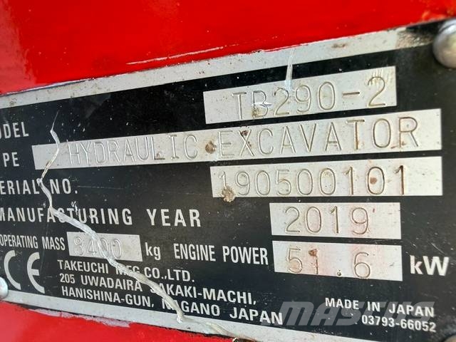 Takeuchi TB 290-2 Midikaivukoneet 7t - 12t