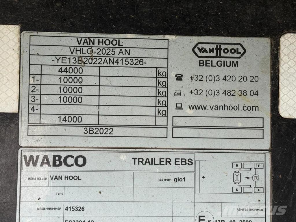 Van Hool VHLO-205 AN 3 AXLE SAF + HIAB 099E - 1 HIPRO + REM Semi-trailer med lad/flatbed