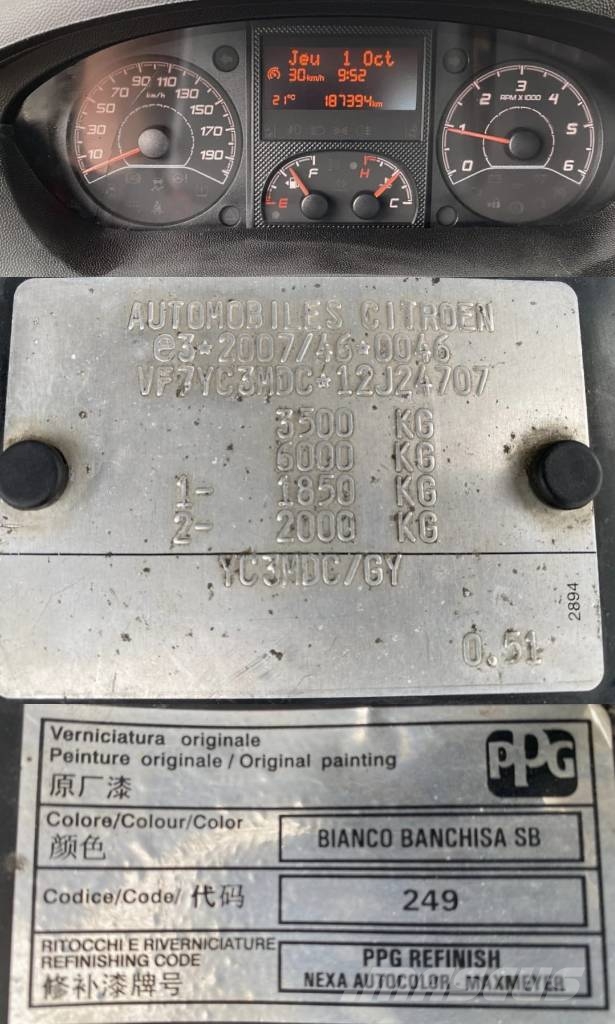 Citroën JUMPER 2.0BlueHdi 160 Carte Grise Française Utilitaire