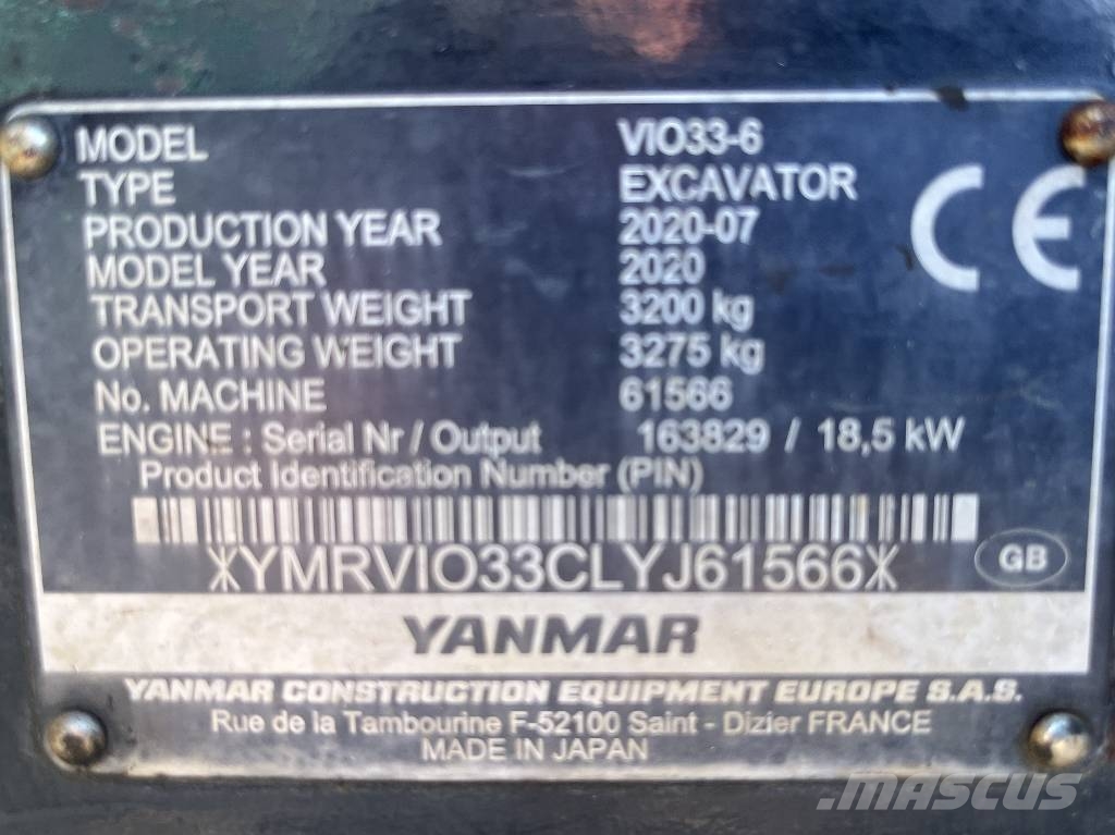Yanmar VIO33-6 V-4279 IO 反鏟裝載機