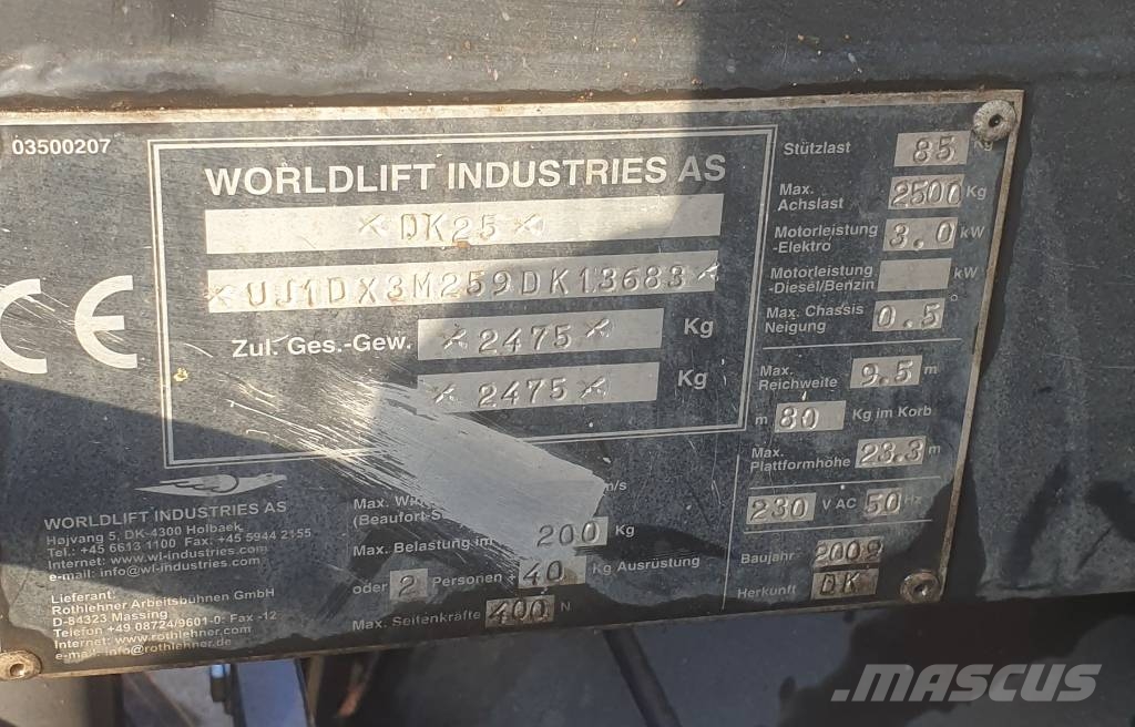 Worldlift Industries AS DK25 Vlečne dvižne ploščadi