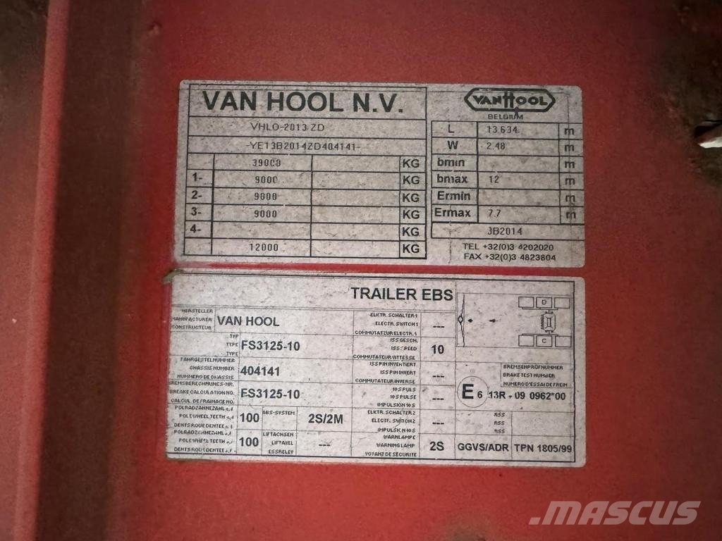 Van Hool 3B2014 3 AXLE BPW + SLIDING ROOF Tentpoolhaagised
