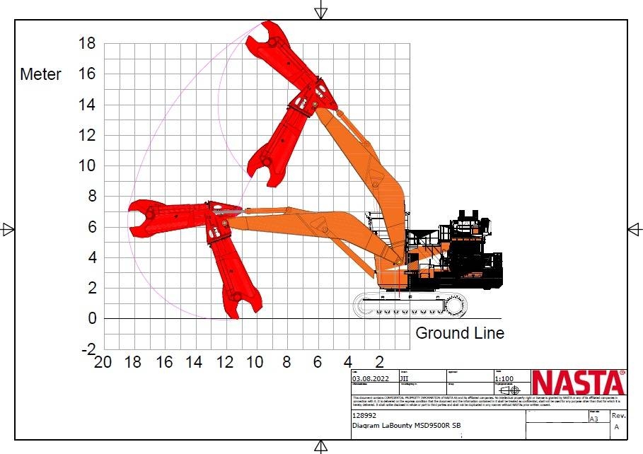Hitachi EX 2000-7 12m Demolition Boom Ausleger