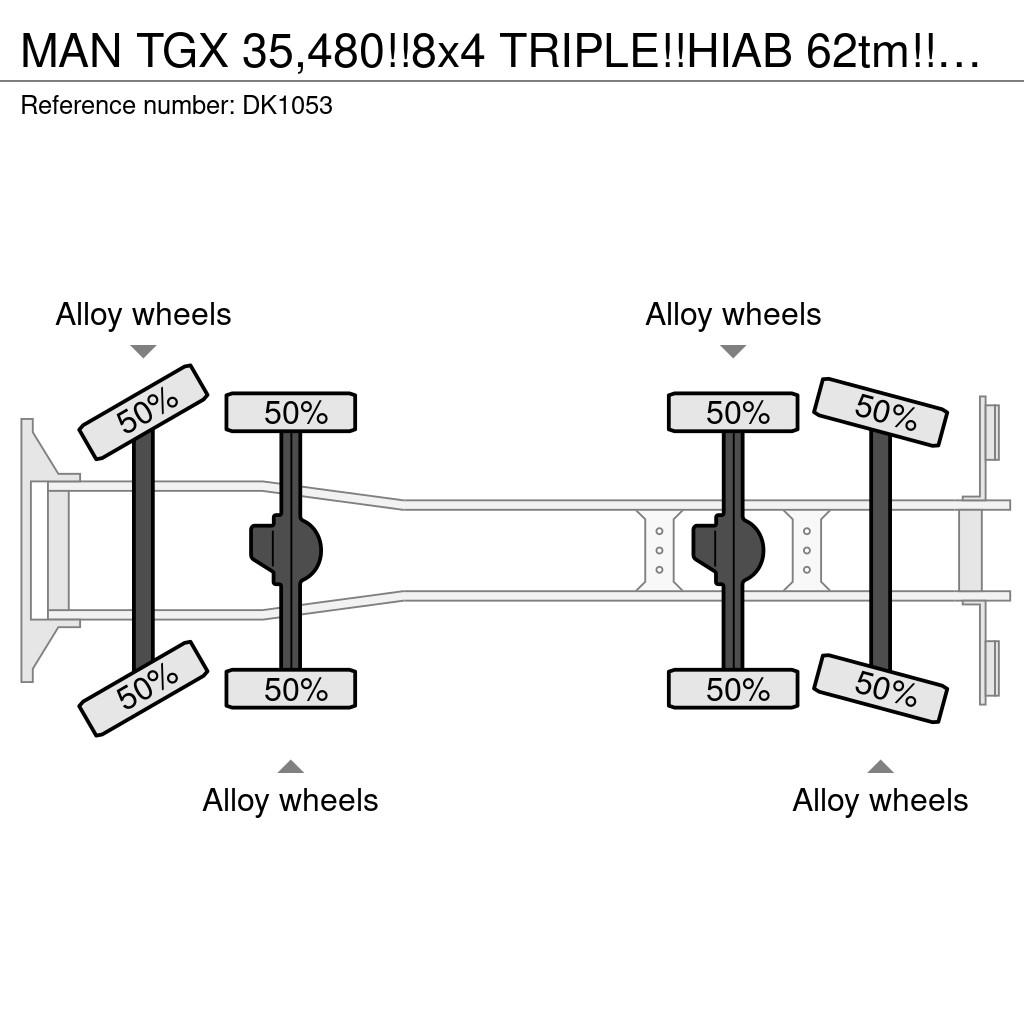 MAN TGX 35,480!!8x4 TRIPLE!!HIAB 62tm!!CRANE/GRUE!!EUR All-Terrain-Krane